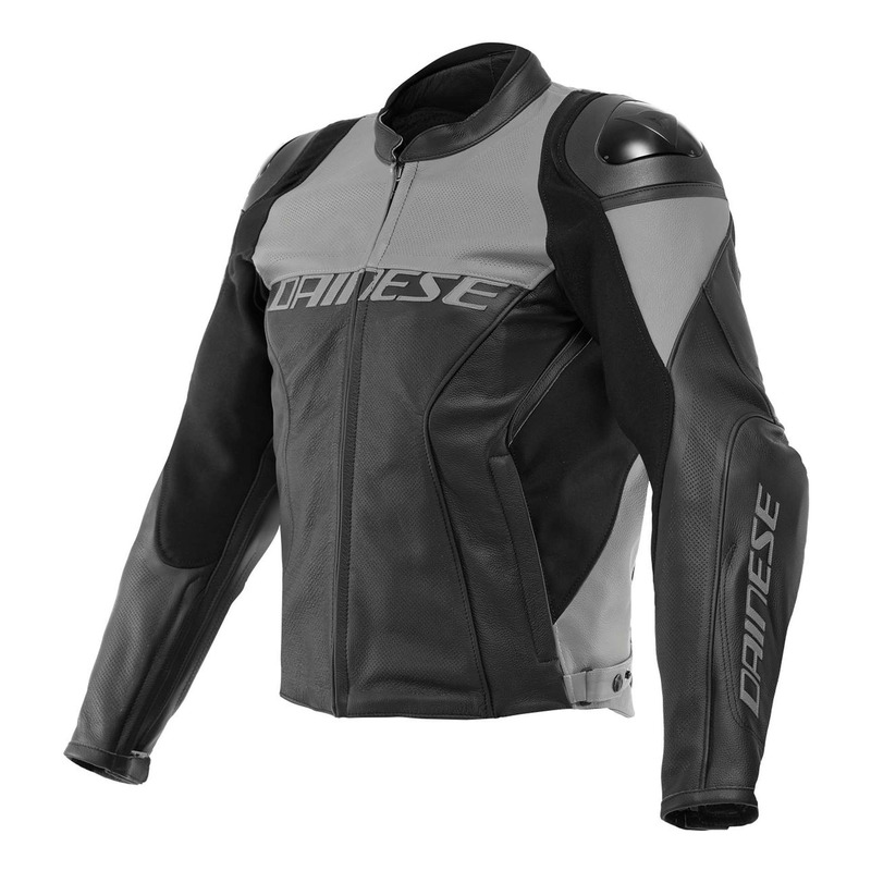 Blouson cuir perforé Dainese Racing 4 Perf. noir/gris