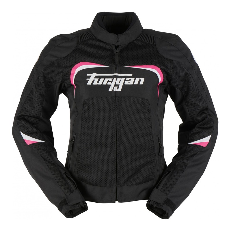 Blouson textile femme Furygan Cyane vented noir/blanc/rose- S