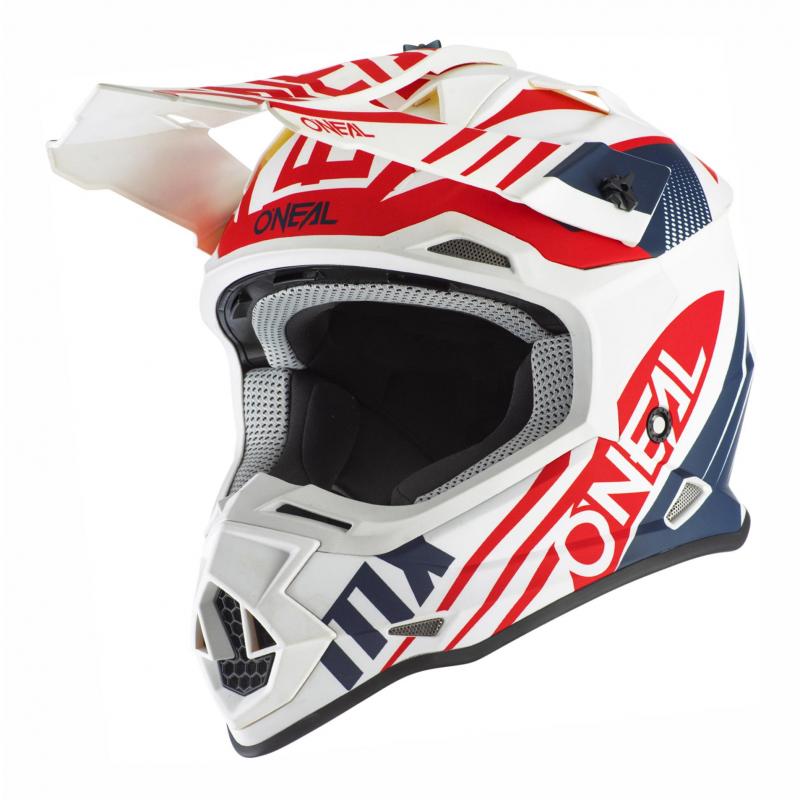 Casque cross O’Neal 2SRS Spyde 2.0 blanc/bleu/rouge- S