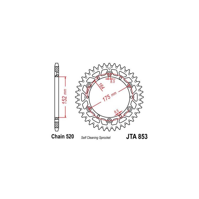 Couronne JT Sprockets Aluminium pas 520 49 dents - Pour Yamaha YZ 250