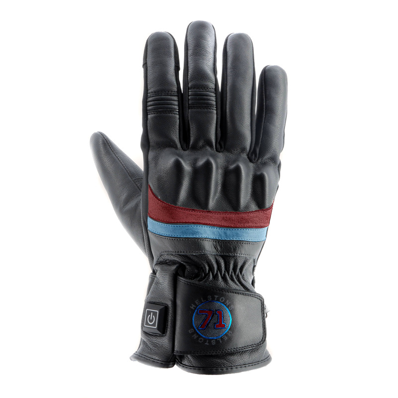 Gants cuir chauffants Helstons Bora Hiver Heating noir/rouge/bleu- T9