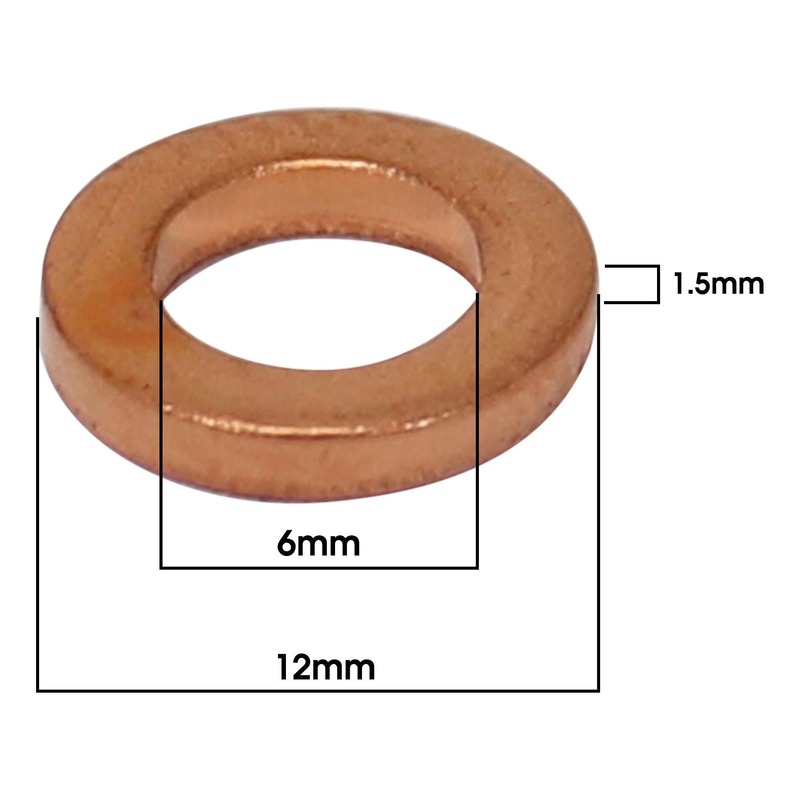 Pack de 10 joints de bouchon de vidange cuivre Ø8xØ12x1,00 mm - Pièces  Partie cycle sur La Bécanerie