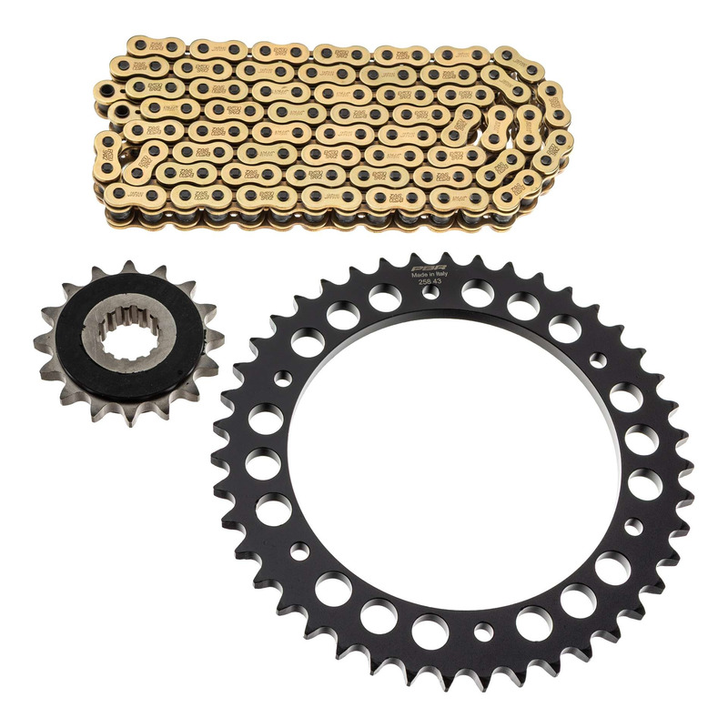 Kit chaîne EK/PBR 16x43-112m chaîne 530 SRX2 or couronne acier Honda VFR 750 F Interceptor 90-97