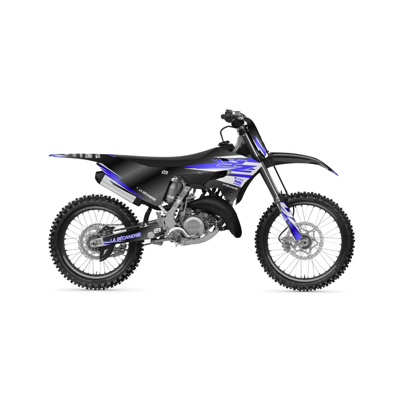 Kit déco La Bécanerie Factory blanc/bleu/noir brillant Yamaha YZ 125