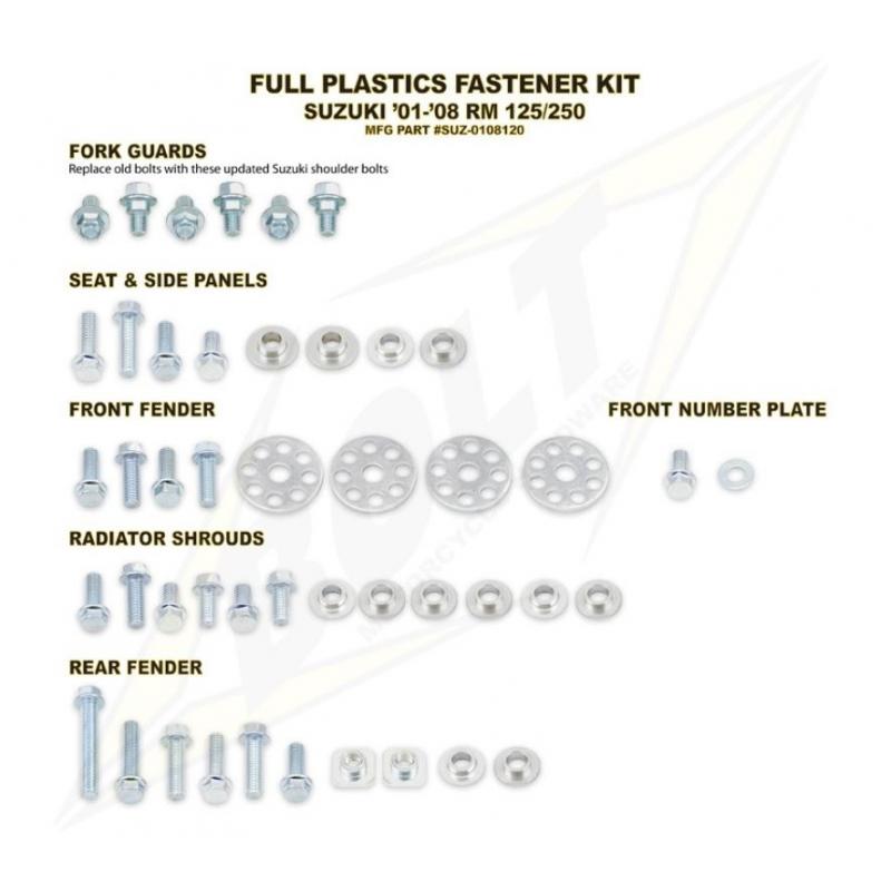 Kit visserie complet de plastiques Bolt pour Suzuki RM 125 01-08