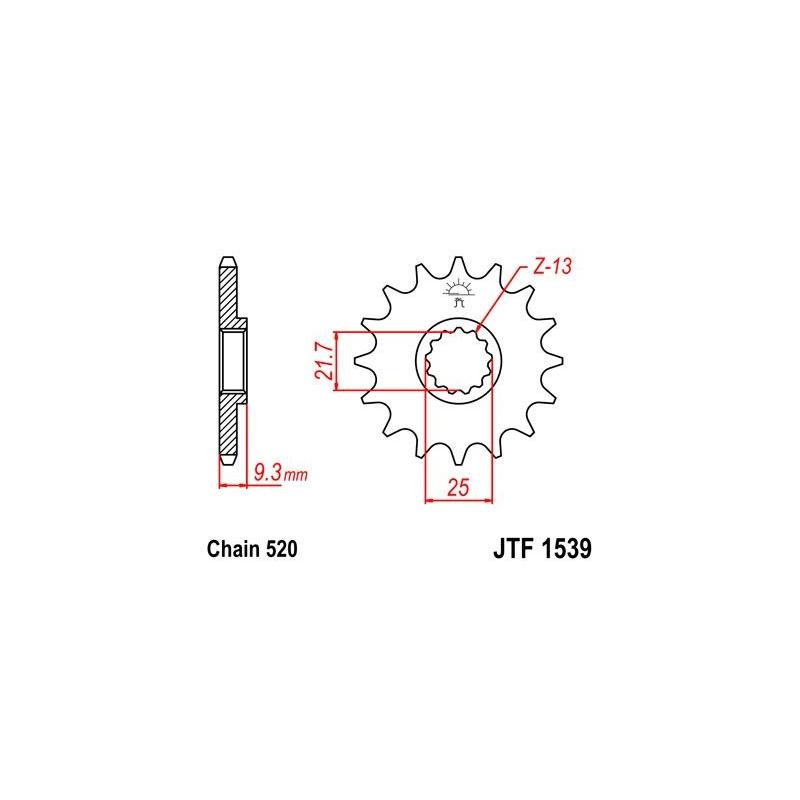 Pignon JT Sprockets Acier pas 520 15 dents - Pour Kawasaki Z300 2015