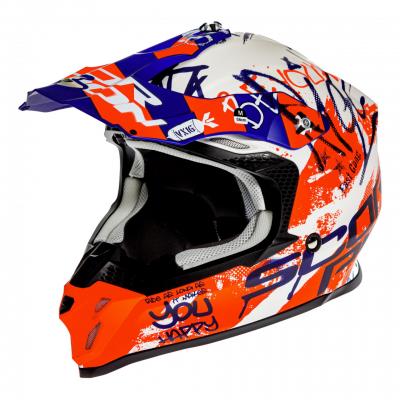 Casque cross Scorpion VX-16 Air Oration blanc/bleu/rouge mat
