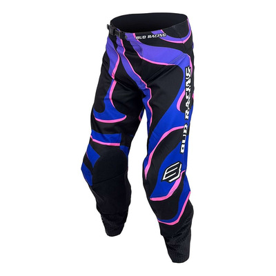 Pantalon cross enfant Bud Racing Racing GP Lava noir/bleu/violet/rose fluo