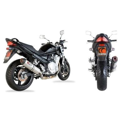 Silencieux homologué Scorpion Serket parallèle Inox Brossé pour Suzuki GSF650 Bandit 07-08