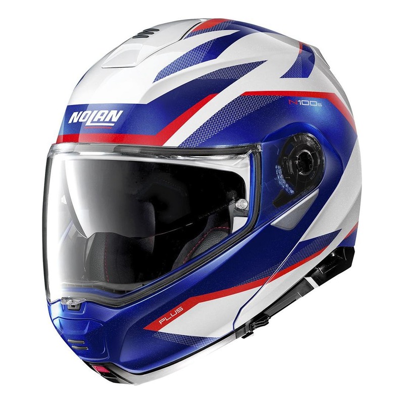 Casque modulable Nolan N100-5 Plus Overland N-Com Métal blanc/bleu- 2