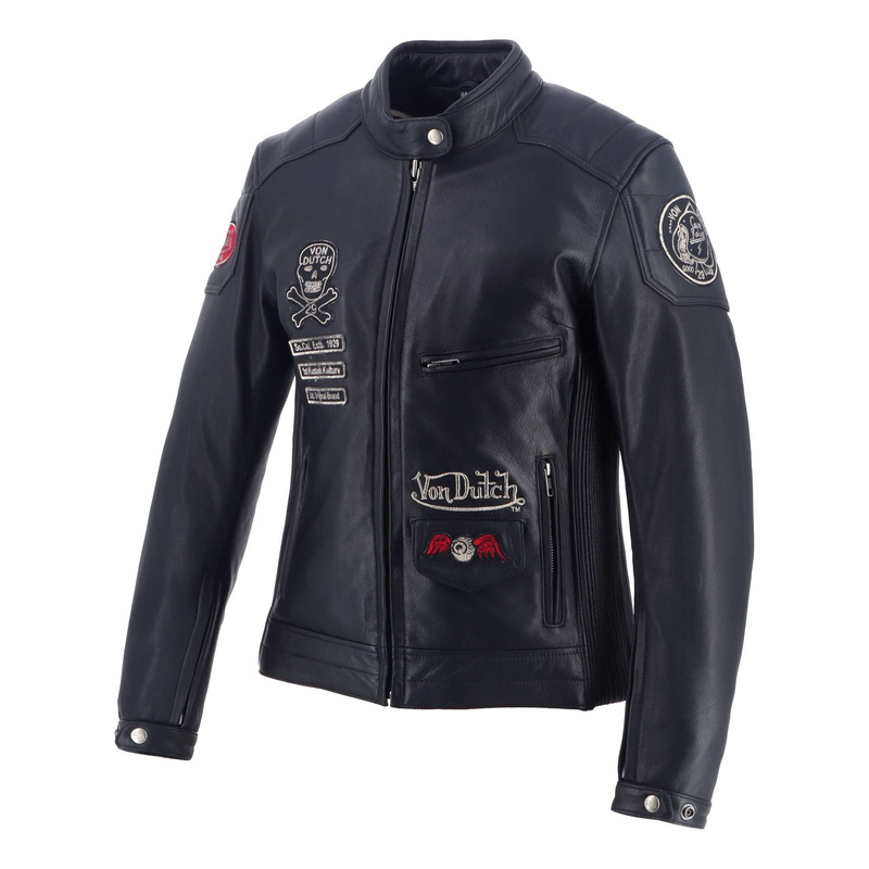 Blouson cuir femme Von Dutch x Helstons Pretty noir