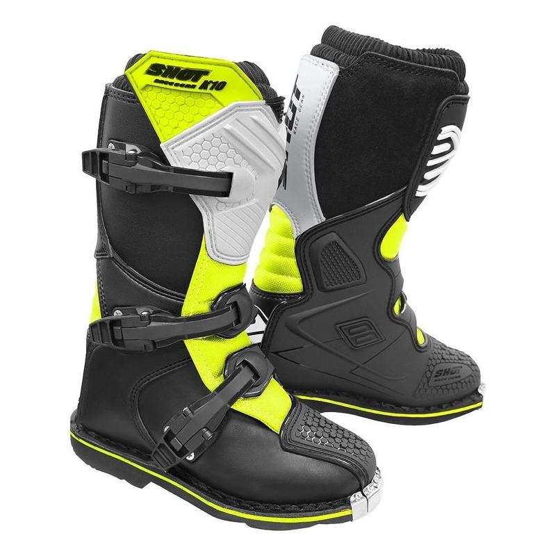 Bottes cross enfant Shot K10 2.0 noir/blanc/jaune fluo- 30