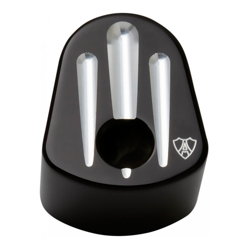 Cache bouton ignition Arlen Ness type origine noir rainures aluminium