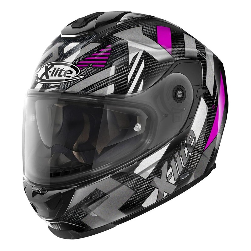 Casque intégral X-Lite X903 Ultra Carbon Creek N-Com argent/fushia/ca