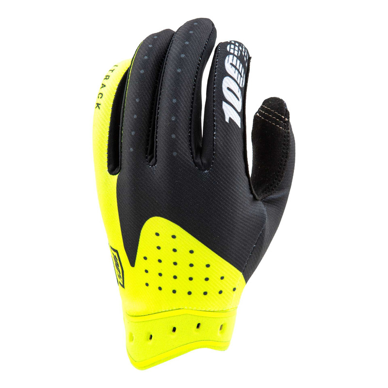 Gants cross 100 % Itrack 2 noir/jaune fluo