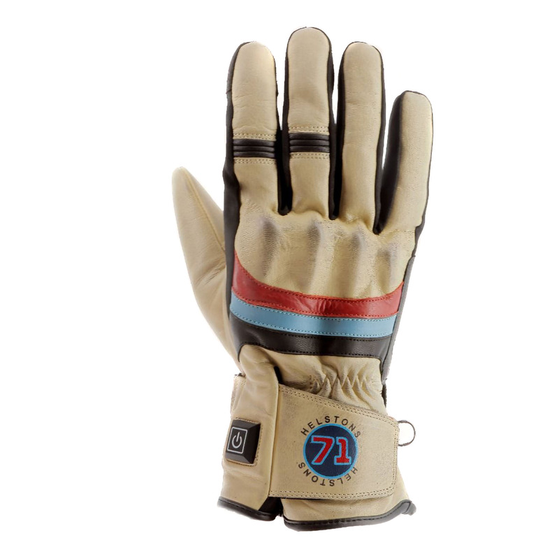 Gants cuir chauffants Helstons Bora Heating beige