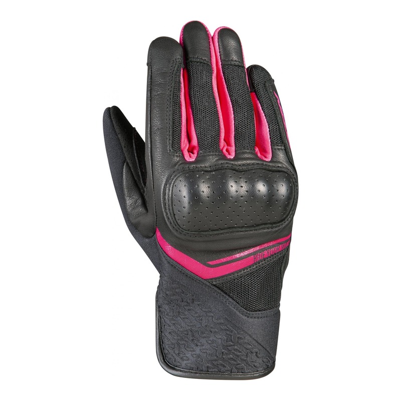 Gants cuir/textile femme Ixon RS Launch lady noir/fushia- XS