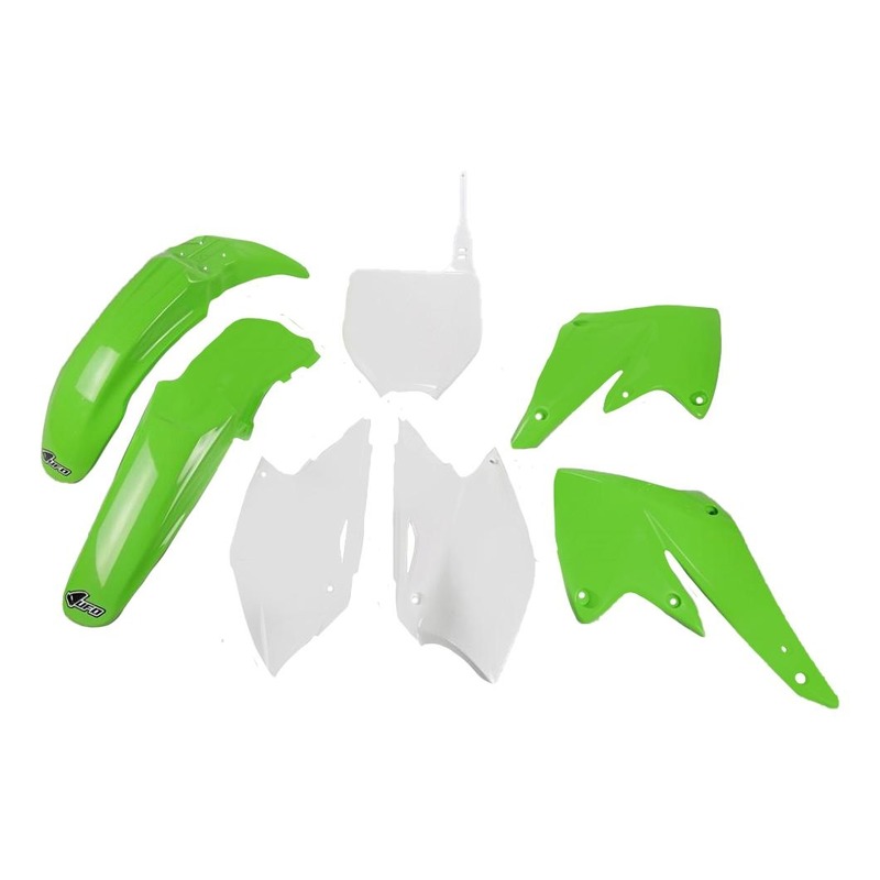 Kit plastique UFO Kawasaki 250 KX-F 2005 vert/blanc (couleur origine)