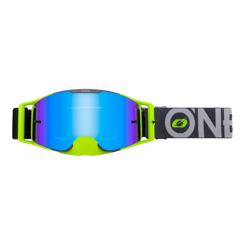 Masque cross O'Neal B-30 Bold gris/jaune fluo - écran iridium bleu