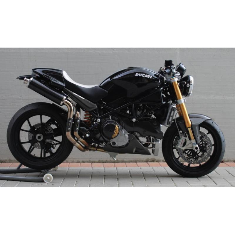 Silencieux homologués SPARK ronds carbone pour Ducati Monster 800 S2R 05-07 passage haut
