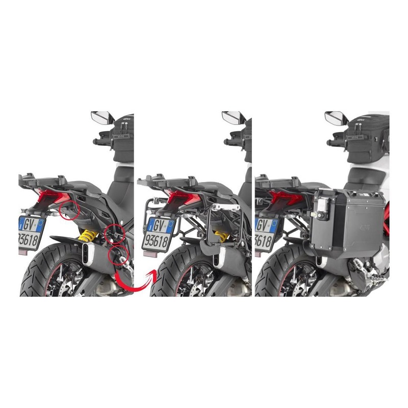 Supports de valises latérales Givi ONE-FIT (PLOR) pour système Monokey Cam-Side Ducati 1260 Multistr