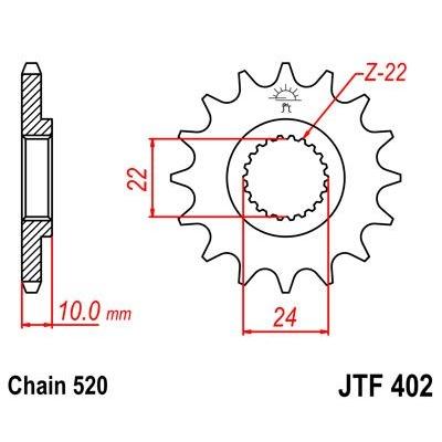 Pignon JT Sprockets Acier pas 520 14 dents - Pour Aprilia 125 Tuareg Rally 85-87