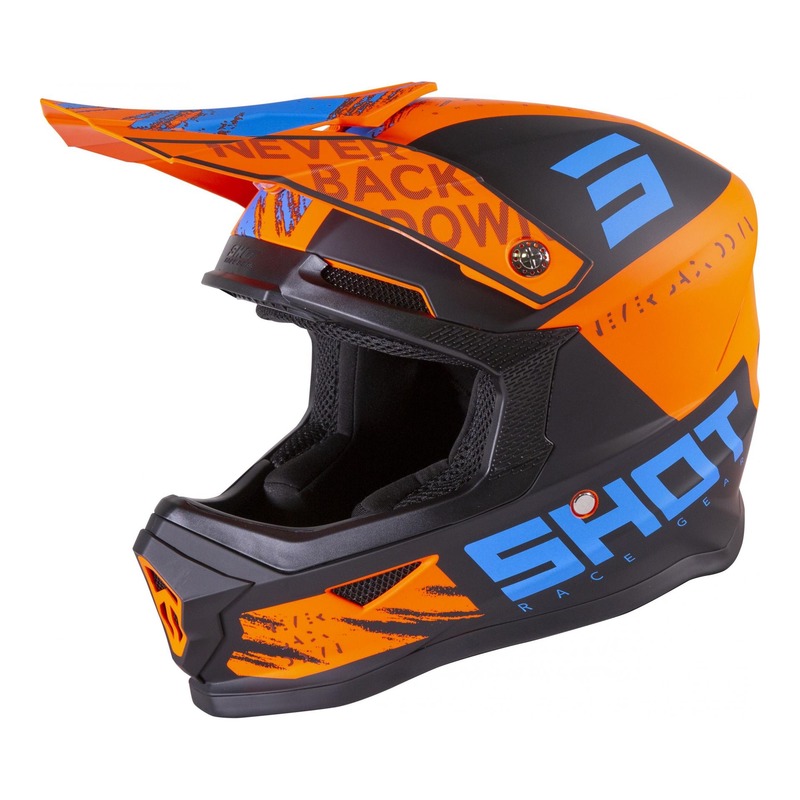 Casque cross enfant Shot Furious Draw brillant orange/bleu- S