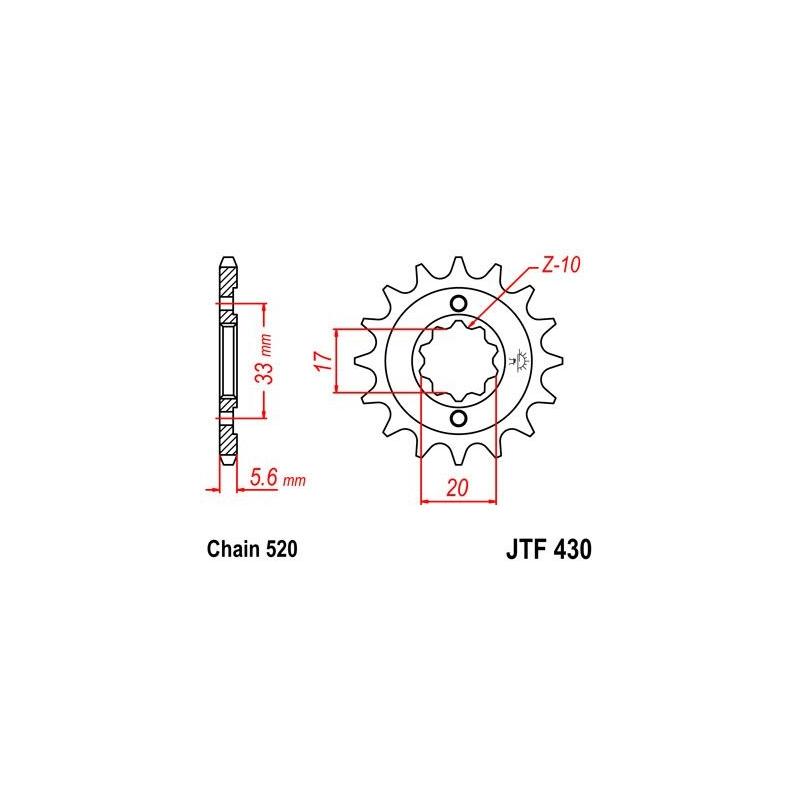 Pignon JT Sprockets Acier pas 520 15 dents - Pour Suzuki GT 250 79-85