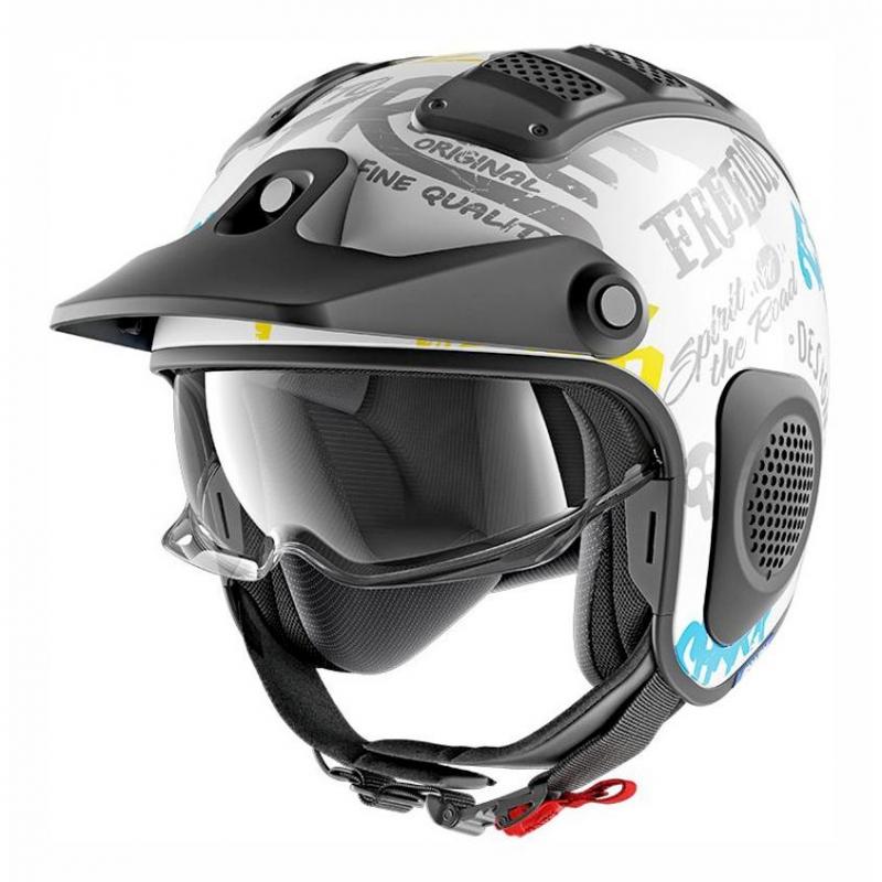 Casque jet Shark X-DRAK FREESTYLE CUP blanc/bleu/jaune- XS