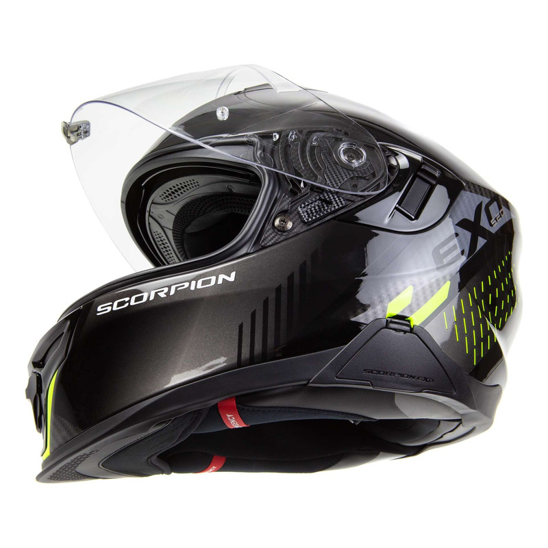 SCORPION EXO 390 Beat Casque DE Moto Hommes, Noir-Rouge Néon, S