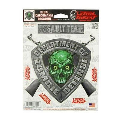 Autocollant Lethal Threat LT88095 Zombie defense vert 15x20cm