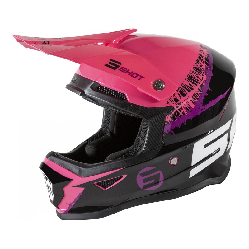 Casque cross enfant Shot Furious Storm brillant noir/fushia- S