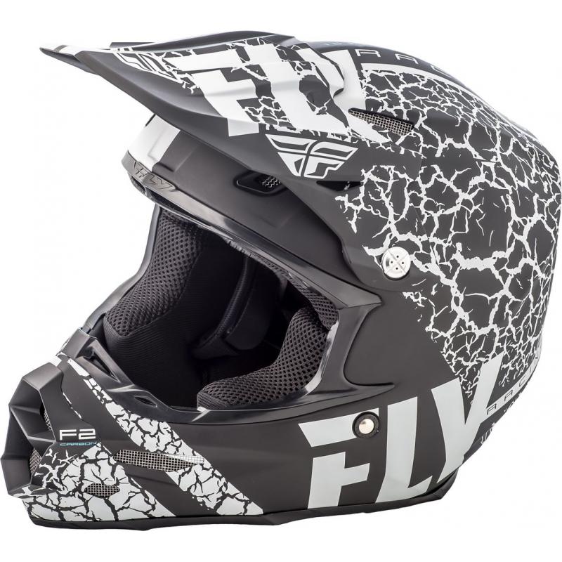 Casque cross Fly Racing F2 Carbon Fracture noir/blanc mat- S