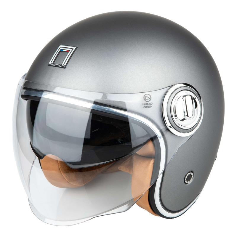 Casque jet Nox Premium Heritage titanium mat