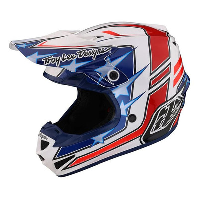 Casque cross enfant Troy Lee Designs Youth SE4 polyacrylite MIPS Flagstaff white