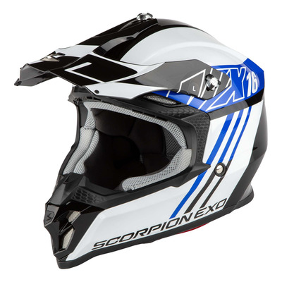 Casque cross Scorpion VX-16 Evo Air Lignes noir/bleu