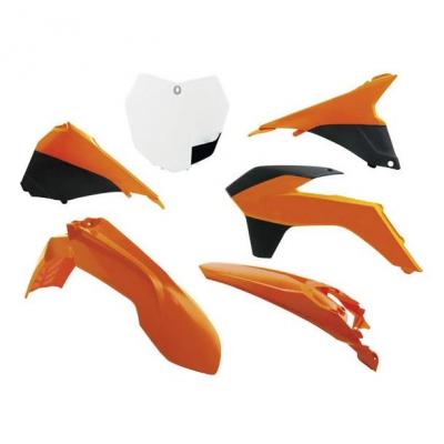 Kit plastique RTech KTM 125 SX 13-15 blanc/orange/noir (couleur OEM 13-14)