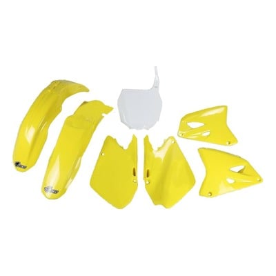 Kit plastique UFO Suzuki 125 RM 01-02 jaune/blanc (couleur origine)