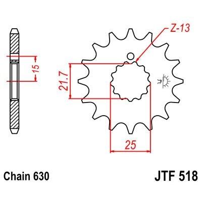 Pignon JT Sprockets Acier pas 630 15 dents - Pour Kawasaki GPZ 750 Turbo 84-85