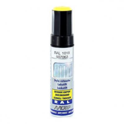 Pinceau retouche peinture Jaune zinc brillant acrylique RAL 1018 Motip 12 ml M907063