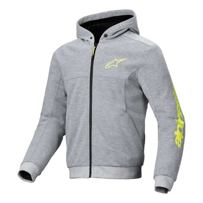 Sweat moto à capuche Alpinestars Chrome V2 Sport gray heather/fluo yellow