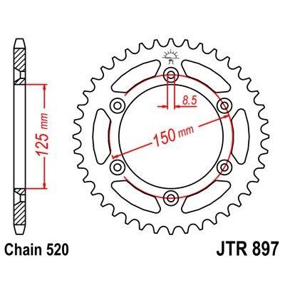 Couronne JT Sprockets Acier pas 520 40 dents - Pour KTM 250 EXC 05-11