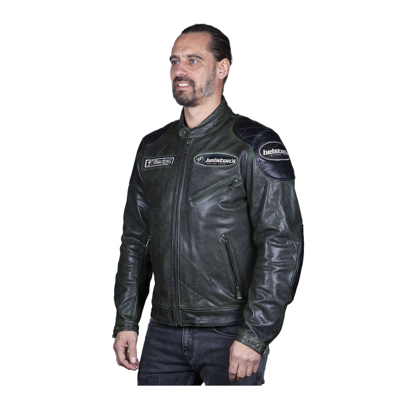Blouson cuir Helstons Trevor vert/noir