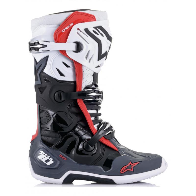 Bottes cross Alpinestars Tech 10 Supervented noir/blanc/mid gris/rouge