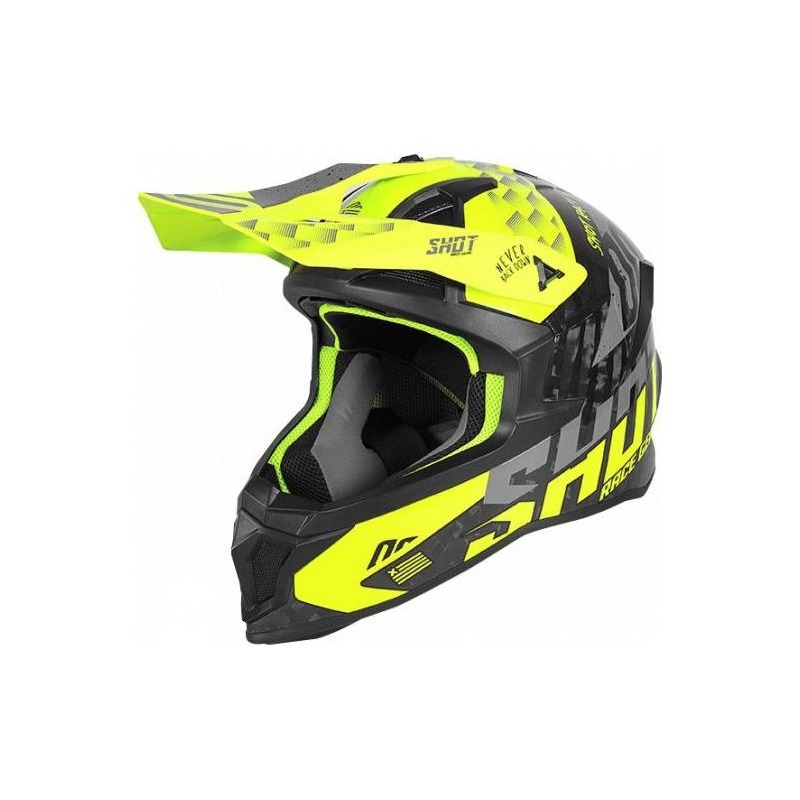 Casque cross Shot Lite Carbon Rush brillant jaune fluo/gris- XS