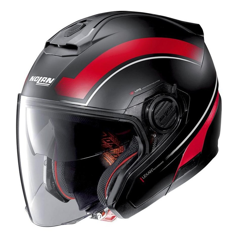 Casque jet Nolan N40-5 Resolute N-Com Mat noir/rouge- 2XS