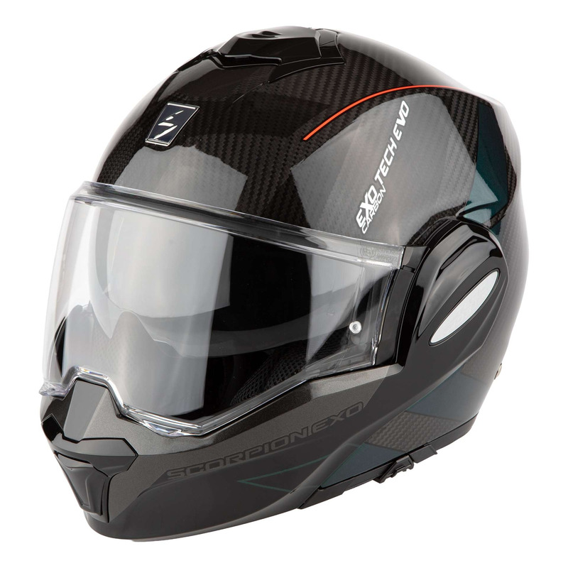 Casque modulable Scorpion Exo-Tech Evo Carbon Cad noir/vert- XS