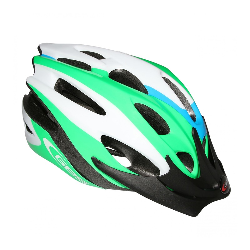 Casque vélo enfant Junior GES Apache vert/bleu/blanc (taille 47-53)