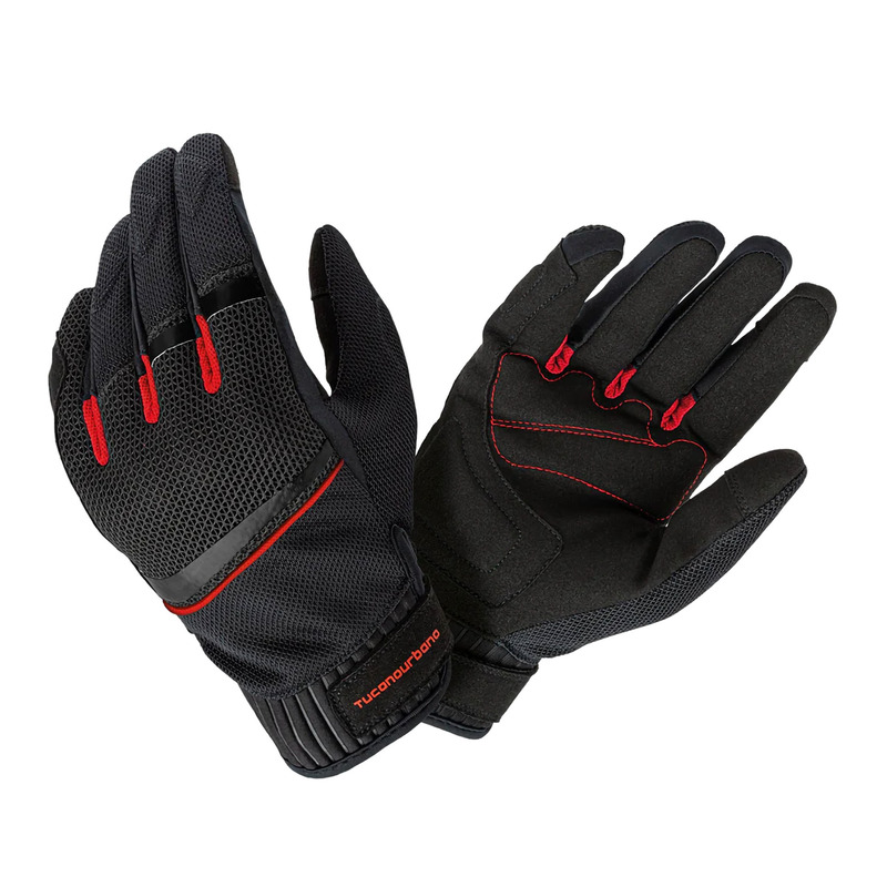 Gants textile été Tucano Urbano Penna Mesh noir/rouge