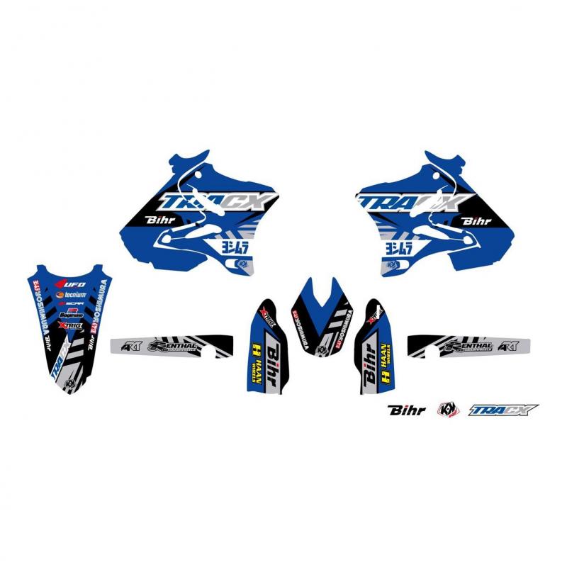 Kit plastiques UFO et kit déco Kutvek Yamaha 125 YZ 13-14 noir/bleu/b